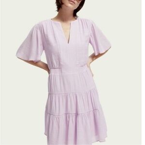 Scotch & Soda Purple Midi Length Paneled Gathered Dress Women’s Size Medium